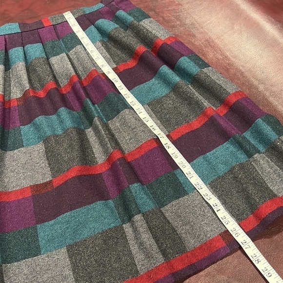 Vintage Victoire Petites Wool Pleated Plaid Midi Skirt - Size 10 - Picture 4 of 8